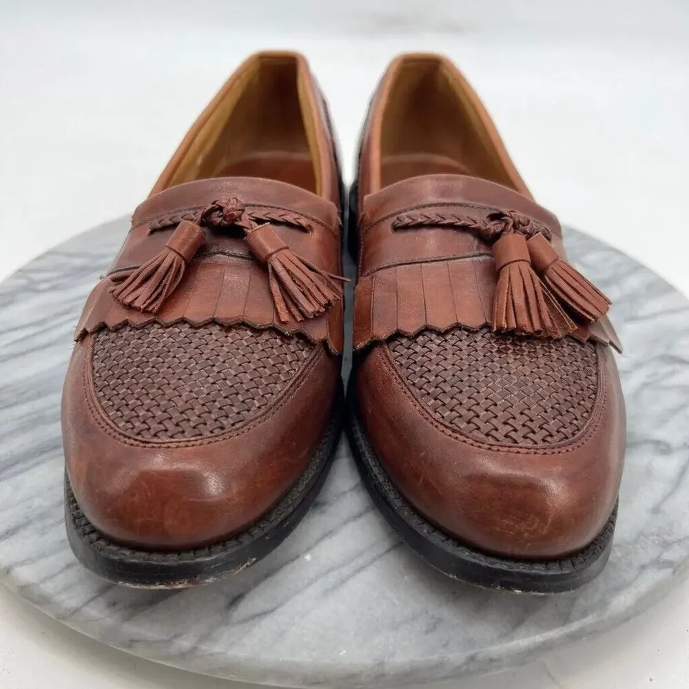 Allen Edmonds Mens 11A Narrow Shoe Brown Cody Tassel Loafers Slip On Woven Dress